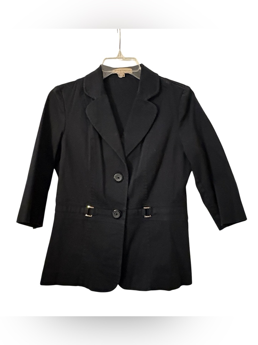 Notations Women’s Solid Black Small Blazer Jacket Cotton Blend
